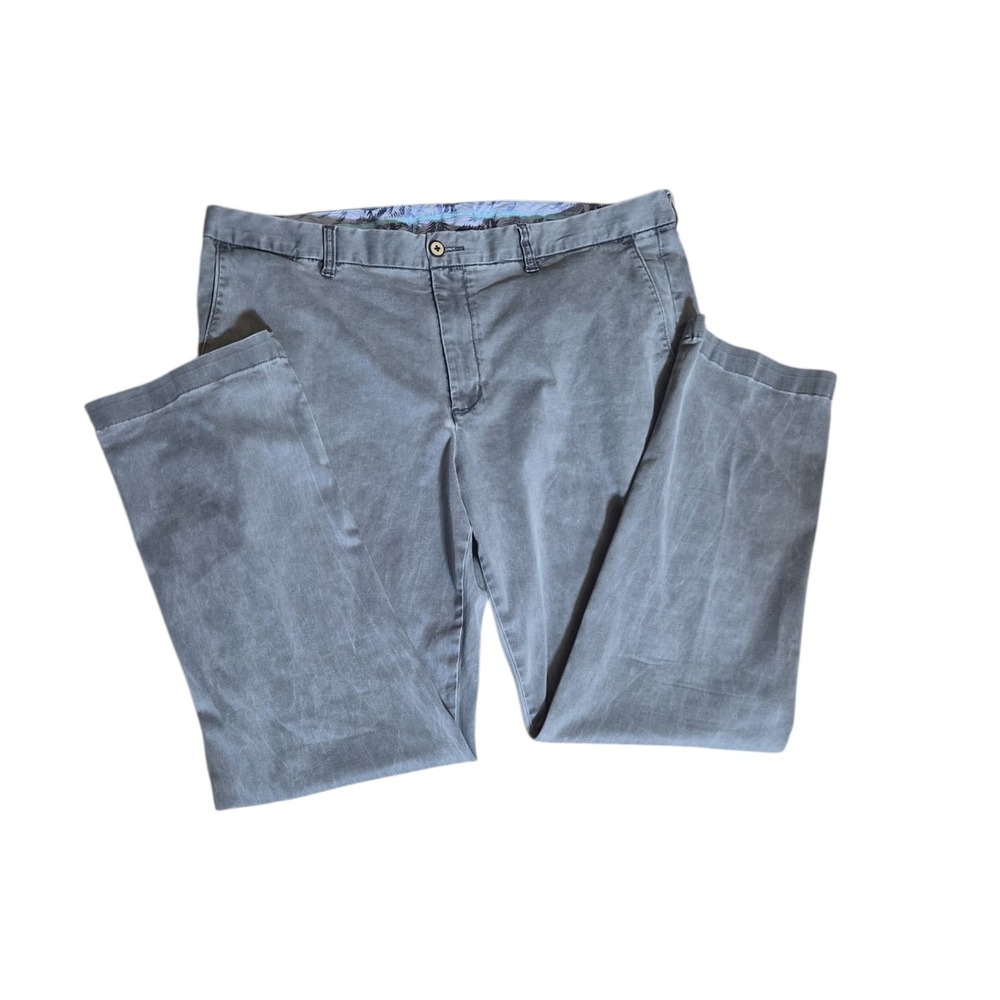 Tommy Bahama Boracay Flat Front Chino Pants Mens 40x32 Gray Cotton Tencel